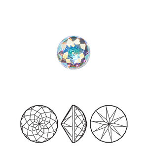 Round stone 6pk crystal foil back AB, Crystal Passions® 10mm brilliant round rhinestone chaton 1400