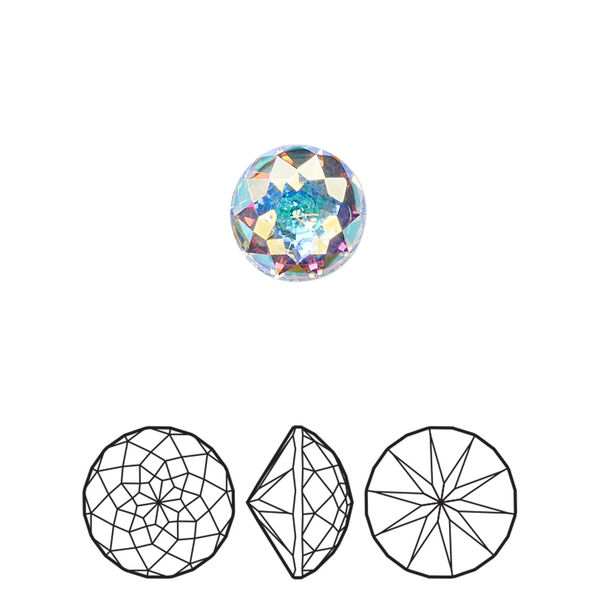 Round stone 6pk crystal foil back AB, Crystal Passions® 10mm brilliant round rhinestone chaton 1400 image number 0