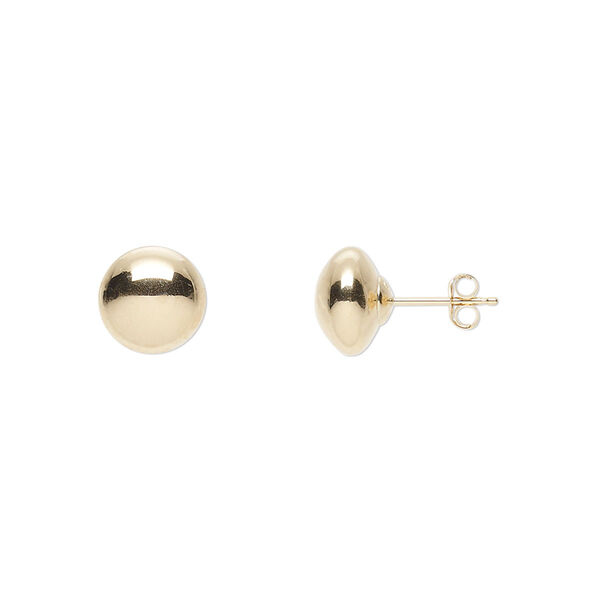 Earring, 14Kt gold, 8mm saucer with post. Sold per pair. image number 0