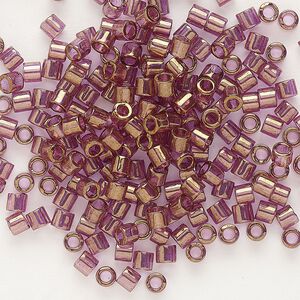 Seed bead, Delica®, glass, pkg/250g, #8 round, translucent gold luster amethyst (DBL-0108).