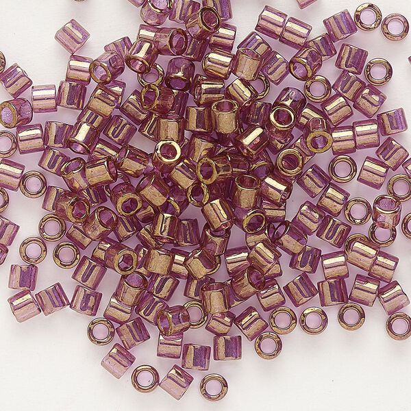 Seed bead, Delica®, glass, pkg/250g, #8 round, translucent gold luster amethyst (DBL-0108). image number 0
