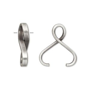 Bail, ice-pick pendant, antique silver-plated brass, 21x6mm with 11mm grip length. Sold individually.