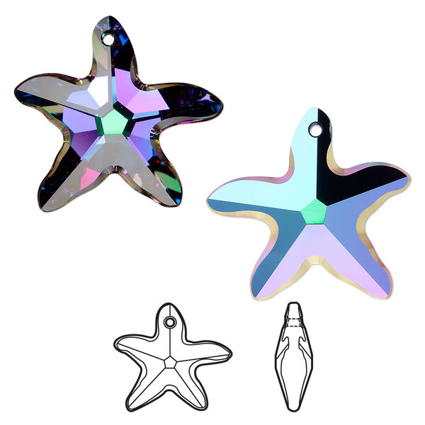 Focal 1pk crystal electra, Crystal Passions® 30x28mm pendant starfish 6721 image number 0