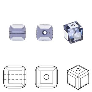 Bead 48pk tanzanite, Crystal Passions® 8mm cube 5601