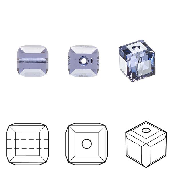 Bead 48pk tanzanite, Crystal Passions® 8mm cube 5601 image number 0