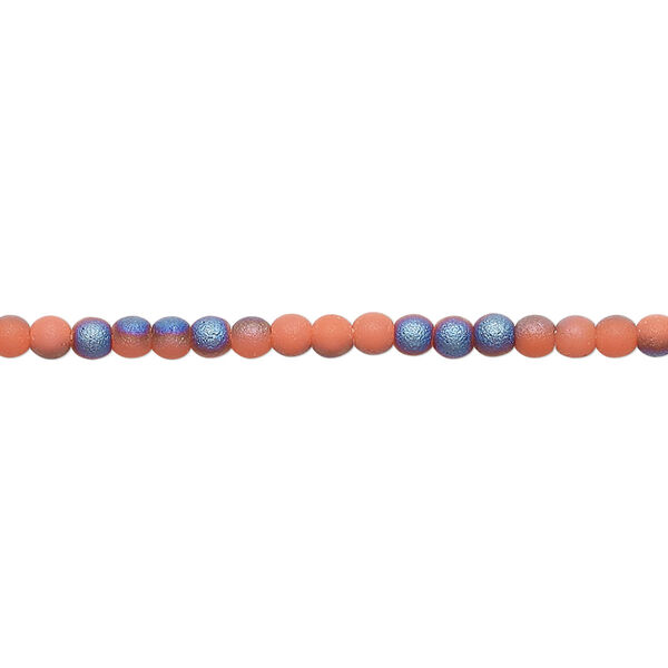 Bead, glass, translucent matte orange and purple AB, 2.5mm round. Sold per 15-1/2 to 16-inch strand. image number 0