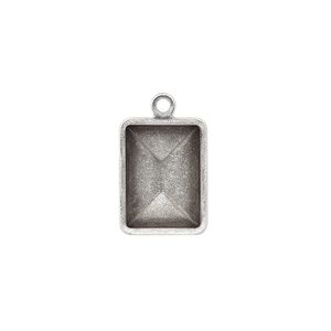 Drop, Almost Instant Jewelry®, antique silver-plated brass, 16.5x12.5mm rectangle with 14x10mm rectangle setting. Sold per pkg of 4.