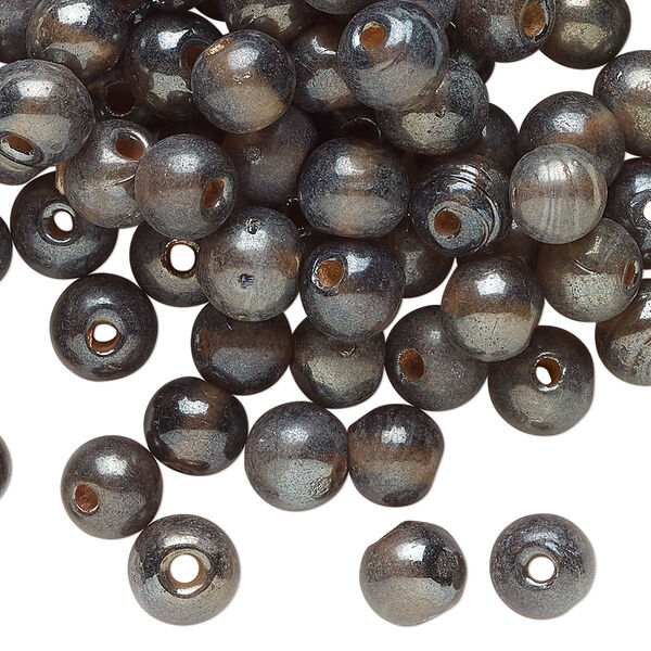 Bead, lampworked glass, opaque dark grey, 8mm round. Sold per 2-ounce pkg, approximately 135 beads. image number 0