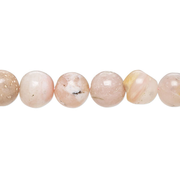 Bead, pink opal (natural), 8-9mm hand-cut round with 0.4-1.4mm hole, C grade, Mohs hardness 5 to 6-1/2. Sold per 8-inch strand. image number 0