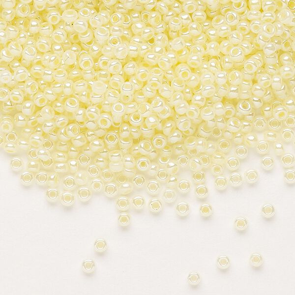 Seed bead, Dyna-Mites™, glass, pkg/1/2kg, #11 round, opaque ceylon pastel cream, (331 11/0 RR). image number 0
