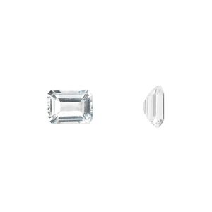 White topaz 1pkg1, hand-cut faceted emerald-cut gem natural 8x6mm