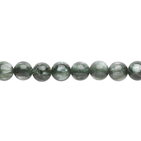 Bead, seraphinite (natural), 6mm round, B grade, Mohs hardness 2 to 2-1/2. Sold per 15-1/2" to 16" strand. image number 0