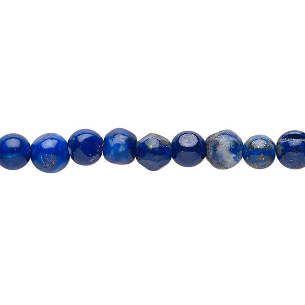 Bead, lapis lazuli (natural), 5-6mm non-uniform round, C grade. Sold per 15-inch strand. image number 0