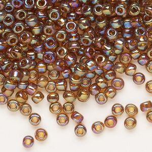 Seed bead, Dyna-Mites™, glass, transparent rainbow root beer, #6 round. Sold per 40-gram pkg.
