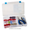 Organizer box, The Beadery®, 1pkg1, plastic, clear / blue, 10-7/8 x 7-1/4 x 1-1/2 inches with 5 to 20 adjustable compartments (2185). image number 1