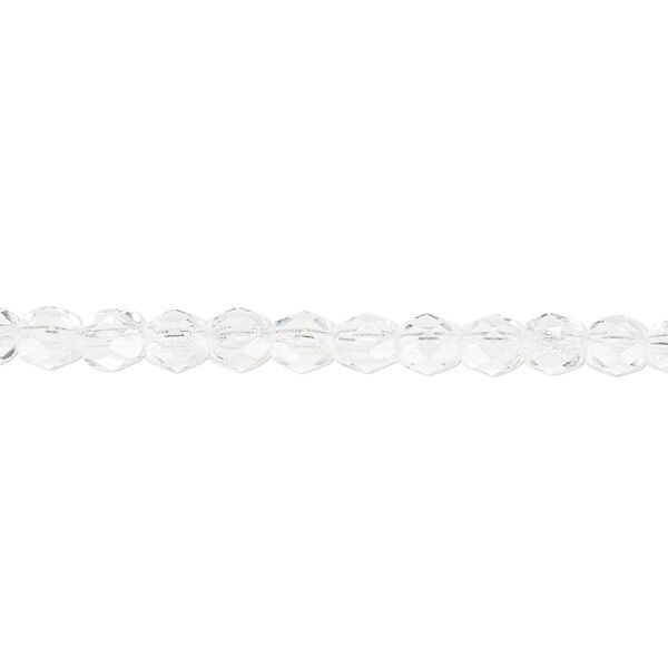 Bead, Czech fire-polished glass, clear, 4mm faceted round. Sold per pkg of 1,200 (1 mass). image number 0