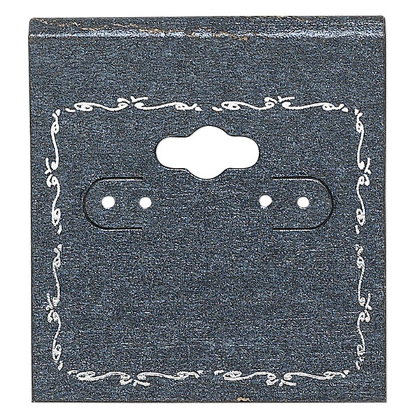 Earring card, PVC plastic and paper, opaque black and silver, 2x2 inch square with scroll design. Sold per pkg of 100. image number 0