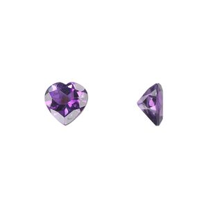 Amethyst 1pkg1, hand-cut faceted heart gem natural 9mm