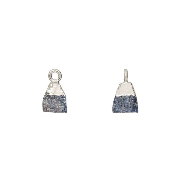 Blue sapphire / sterling silver 1pkg1, electrocoated hand-cut nugget drop 8x5mm-9x7mm image number 0