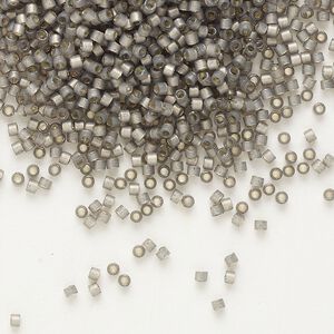 Seed bead, Delica®, glass, pkg/7.5g, #11 round, translucent silver-lined rustic grey (DB-0631).