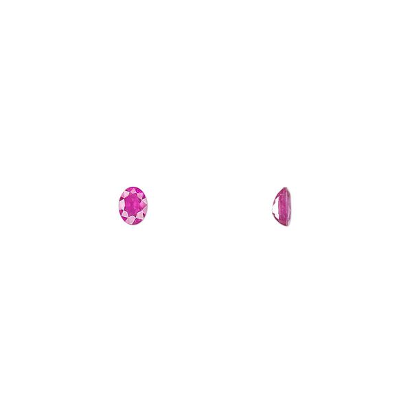 Ruby 1pkg1, hand-cut faceted oval gem 4x3mm image number 0
