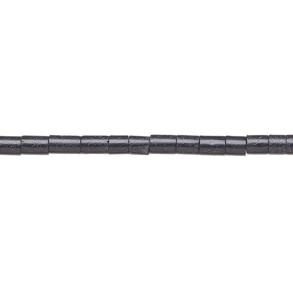 Bead, black "onyx" (plastic) (imitation), 2-3mm heishi. Sold per 22-inch strand. image number 0