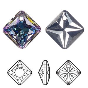 Drop 24pk crystal vitrail light P, Swarovski® 16mm pendant princess cut 6431