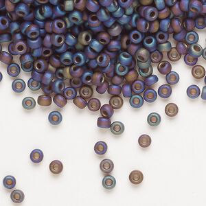 Seed bead, Miyuki, glass, pkg/250g, #8 rocaille, translucent matte rainbow root beer (RR-135FR).