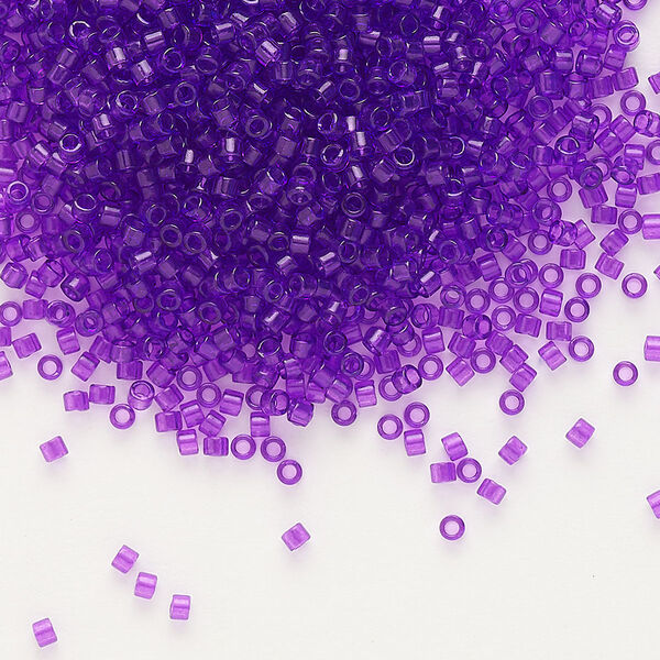 Seed bead, Delica®, glass, pkg/7.5g, #11 round, transparent outside dyed violet (DB-1315). image number 0