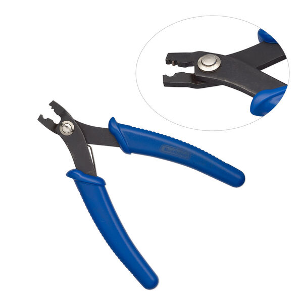 Pliers, Beadalon® Artistic Wire®, crimp, steel and plastic, blue, 5-1/4 inches. Sold individually. image number 0