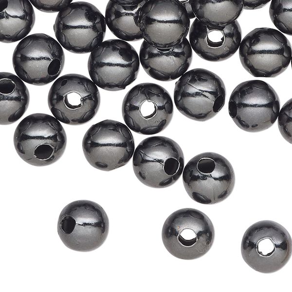 Bead, gunmetal-plated steel, 8mm round. Sold per pkg of 100. image number 0
