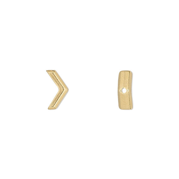 Bead, TierraCast®, "Make a Statement" collection, gold-plated pewter (tin-based alloy), 10x5.5mm faceted chevron with geometry theme. Sold per pkg of 20. image number 0