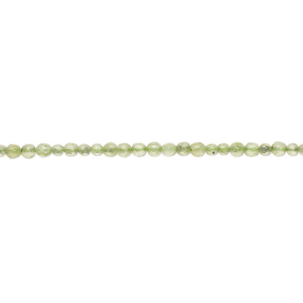 Bead, peridot (natural), 2mm faceted round, C+ grade, Mohs hardness 6-1/2 to 7. Sold per 15" to 16" strand. image number 0