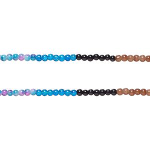 Bead, glass, opaque and translucent mixed colors, 5-5.5mm round. Sold per pkg of (2) 7-inch strands, approximately 50 beads.