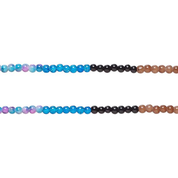 Bead, glass, opaque and translucent mixed colors, 5-5.5mm round. Sold per pkg of (2) 7-inch strands, approximately 50 beads. image number 0