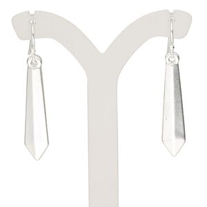 Earring, silver-plated brass and "pewter" (zinc-based alloy), 1-1/2 inches with diamond and fishhook ear wire. Sold per pair.