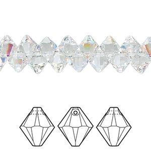 Drop 360pk crystal AB, Swarovski® 6mm pendant bicone 6328