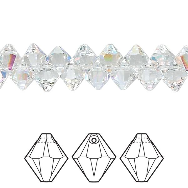 Drop 360pk crystal AB, Swarovski® 6mm pendant bicone 6328 image number 0