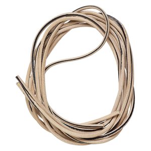 Cord, leather (dyed), tan, 3.5mm round. Sold per pkg of (4) 36-inch strands.