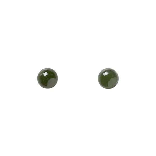Nephrite jade 1pkg2, calibrated round cab natural 6mm image number 0