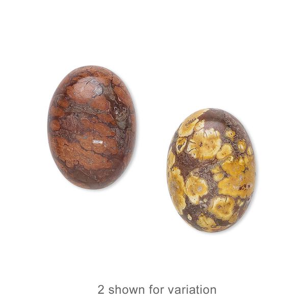 Cabochon, leopardskin jasper (natural), 18x13mm calibrated oval, B grade, Mohs hardness 6-1/2 to 7. Sold per pkg of 4. image number 0