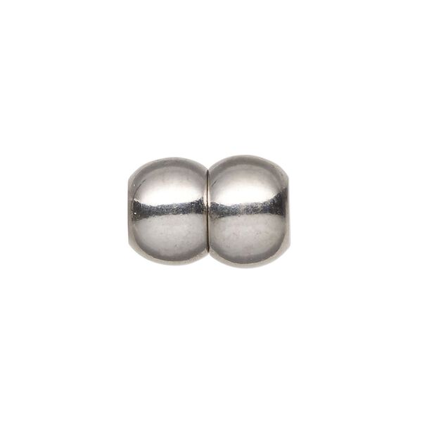 Clasp, magnetic, silver-finished brass, 17x12mm double round tube with glue-in ends, 6mm inside diameter. Sold individually. image number 0