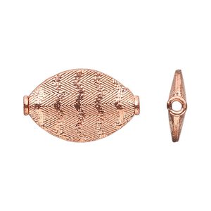 Bead, copper, 24x15mm textured marquise. Sold per pkg of 2.