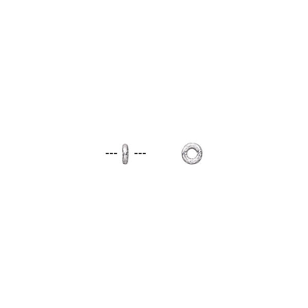 Jump ring, sterling silver, 6mm soldered textured round, 2.8mm inside diameter, 15 gauge. Sold per pkg of 10. image number 0