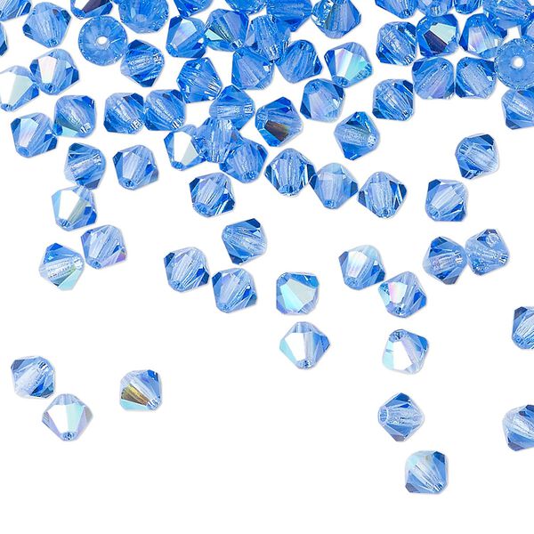 Bead 144pk sapphire glitter, Preciosa Czech crystal 4mm bicone image number 0