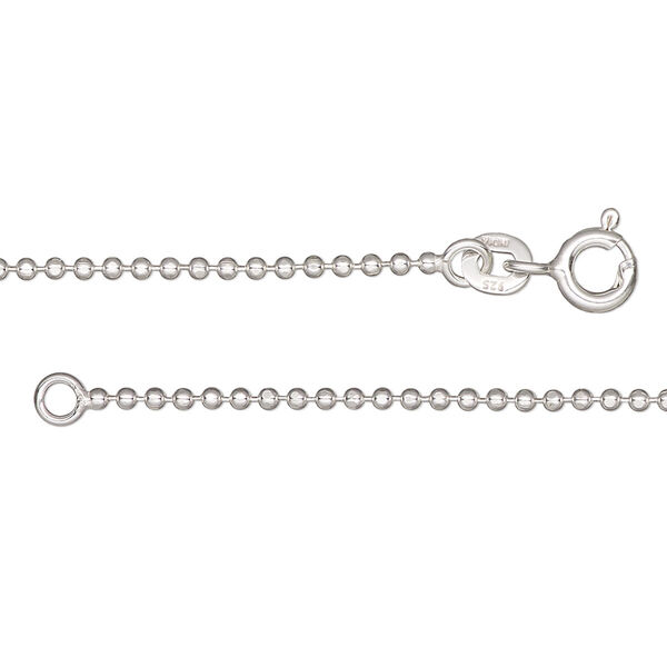 Chain, sterling silver, 1.5mm diamond-cut ball, 18 inches with springring clasp. Sold individually. image number 0