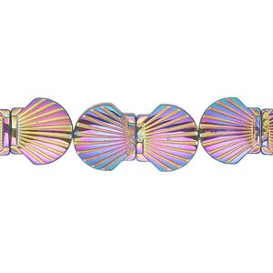 Hemalyke™ 1pkg1, electroplated clamshell bead 15.5-16 inch 11x10mm