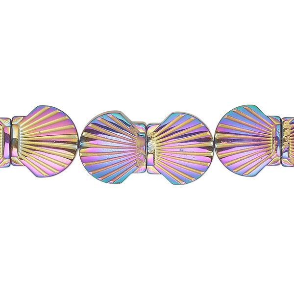 Hemalyke™ 1pkg1, electroplated clamshell bead 15.5-16 inch 11x10mm image number 0