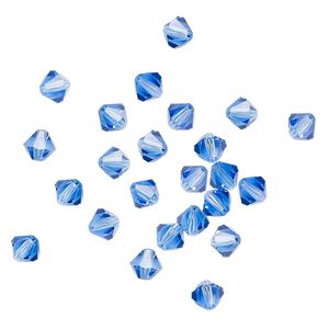 Bead 24pk sapphire, Preciosa Czech crystal 6mm bicone
