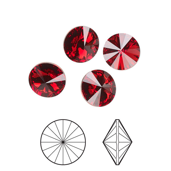 Chaton 8pk scarlet foil back, Crystal Passions® 8.16-8.41mm rivoli SS39 1122 image number 0